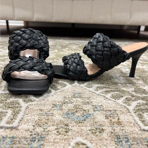 Elegant Black Braided Women's Heels